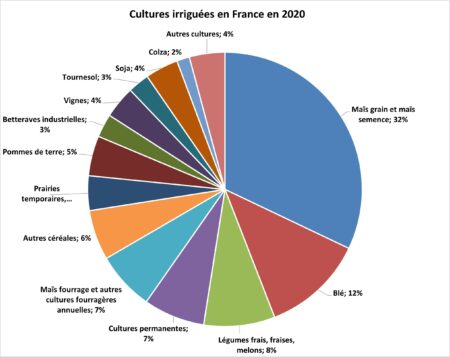 graphique répartition des surfaces irriguées 2020
