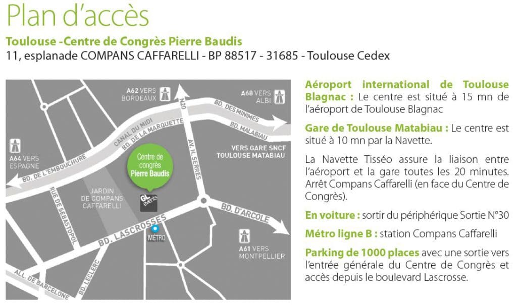 plan d'accès palais des congrès Pierre Baudis à Toulouse