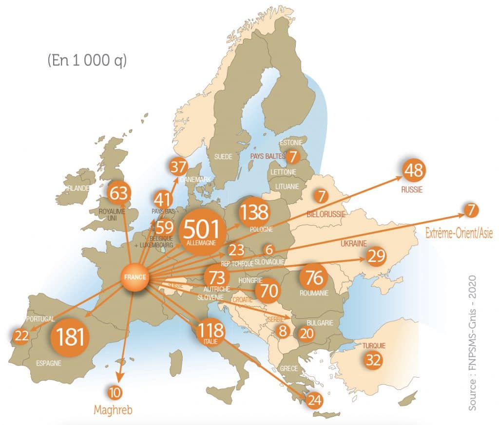 exportations de maïs semence de france vers l'UE