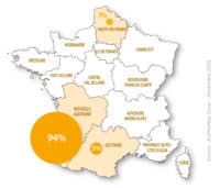 carte de la répartition par région de production de maïs doux