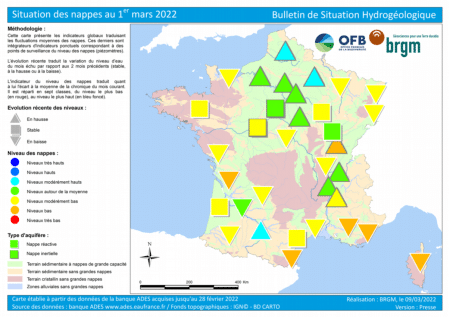 situation des nappes au 1 mars 2022